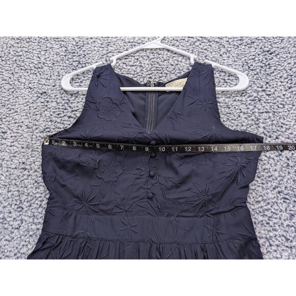 Loft V Neck Mini Dress Size 2 Floral Embroidered Sleeveless Cocktail Dark Blue - Picture 9 of 13